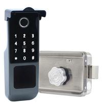 Išmanusis užraktas TTLock versija su įmontuotu šliuzu Tuya piršto atspaudas+slaptažodis+raktas+IC kortelė nuotolinio valdymo atrakinimas elektriniai kraštiniai užraktai gray