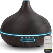 Diffuser For Home 550ml Aromatherapy Essential Oil Diffuser Wood Grain Remote Control Ultrasonic Air Humidifier Cool 7 Color LED none black