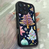 JT133 Kalėdų meno Naujųjų Metų medis iPhone 17 16 15 Pro Max Samsung S26 S25 S24 Ultra A17 A16 A07 A56 A06 Xiaomi 15T Redmi 15c 14c 13C Minkštas TPU dėklas for iPhone 5/5s juoda