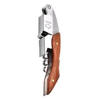 Vyno ir alaus atidarytuvas, individualūs nerūdijančio plieno padavėjai kamščiatraukis su folijos pjaustytuvu Wood handle sidabras