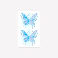 Blue Pink Glitter Butterfly Tattoo Sticker Waterproof And Long-Lasting Fairy Star Moon Collarbone Sticker Pure Desire Hot Girl Simulation Sticker 9*15 white