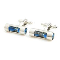 Hour Glass Sand Timer Novelty Cufflinks Wedding Gift Smart Time Blue white