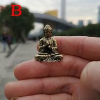 Small Creative Craft Mini Portable Vintage Brass Buddha Statue Pocket Sitting Buddha Figure Sculpture Office Desk Decor Ornament B gray