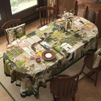 Sodo Prancūziškas Vintažinis Staltiesė Žalia Spausdinta Dekoratyvinė Apsauga Nuo Dulkių Stačiakampis Namų Puotos Iškylos Stalo Audinys Kilimėlis 90x90cm gray