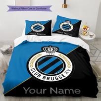 Custom Name Club Brugge KV Crest Bedding,Quilt Set Quilt Cover Pillowcase Home Birthday Gift (1 * duvet cover + 2 * pillowcase, without core) 135x200cm gray
