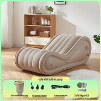 Flocked Inflatable Lazy Recliner: Outdoor Camping Sofa & Automatic Air Bed 157x69x57 cm gray