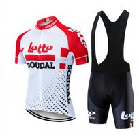 LOTTO Cycling Jersey Bib Shorts Set Men Women Breathable Performance Bike Outfit XS red