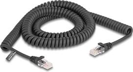 Delock RJ45 Coiled Cable male to male Cat.5e 3 m black