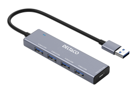 USB-A ŠAKOTUVAS DELTACO UH-738 Aliuminis