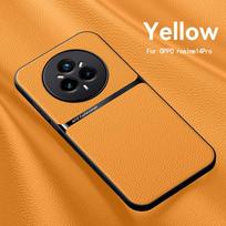 For OPPO Realme 14 14 Pro 14 Pro Plus leather texture built-in magnetic TPU soft edge anti-drop anti-fingerprint phone case Realme 14 ProPlus 5G šviesiai mėlyna spalva