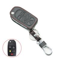 Volvo S60 LS80 & S40 Old Model Smart Key Leather Case with Keyring Chain Pearl Bag Packaging gray