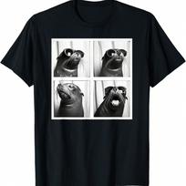 Seal With Sunglasses Cool Sea Lion Ocean Animal Photobooth T-Shirt S