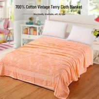 All-Cotton Old-Fashioned Terry Cloth Blanket for Adults - Summer Cooling Nap Quilt 150x200cm ~1.05kg pink