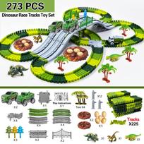 Dinosaur Race Track Toy Flexible Diy Assembly Building Blocks Electric Track Cars Dinosaur Scene Playset Birthday Gift black