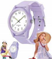 Vaikiškas analoginis laikrodis Princess, violetinis, atsparus vandeniui