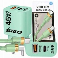 Greitas GaN 45W telefonų įkroviklis su 2 m 100W USB C-C laidu