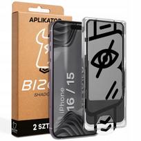 Privatumo stiklas su Bizon aplikatoriumi iPhone 15/16, 2 vnt.