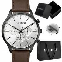 Vyriškas laikrodis Paul Lorens LARGO DUAL TIME, odinis, su graviravimu