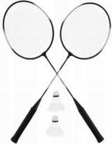Badmintono raketės 2 vnt., juodos, 2 strėlytės, Dunlop Slazenger dėklas