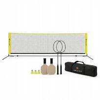 Badmintono ir pickleballo tinklo rinkinys, 4 rakečiai, plunksninukai ir kamuoliukai