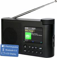 Nešiojama DAB+ Bluetooth radija su FM, žadintuvu ir USB-C, įkraunama