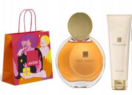 Rinkinys: AVON Far Away ORIGINAL parfumuotas vanduo, balzamas ir kosmetinė