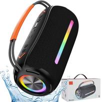 Nešiojama RGB Bluetooth kolonėlė, IPX6, USB, TF, AUX, Type-C, juoda