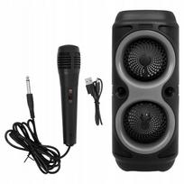 Nešiojama belaidė Bluetooth kolonėlė su FM radiju, USB, LED apšvietimu, karaoke funkcija