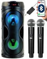 Nešiojama Bluetooth karaoke kolonėlė su 2 belaidžiais mikrofonais