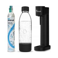 Vandens prisotinimo sifonas PushAir Dafi juodas, su CO2 kapsule ir 0,7 l buteliu