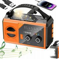 Radijas su saulės įkrovimu ir rankiniu generatoriumi, Bluetooth 5.3, 20000mAh, oranžinis