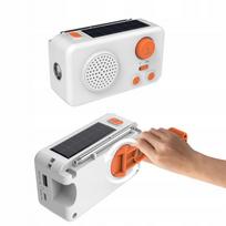 Radijo imtuvas su saulės baterija, FM, dinaminiu generatoriumi, žibintuvėliu ir powerbank