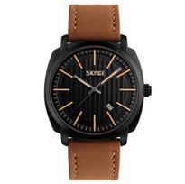 Vyriškas laikrodis SKMEI skm.191691d.mn, odinė apyrankė, analoginis, didelis ciferblatas, datavimo funkcija