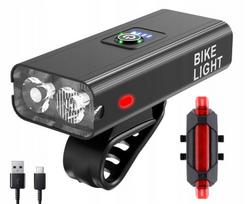 Dviračio LED žibintų rinkinys E100, priekinis ir galinis, USB