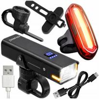 Dviračio žibintų rinkinys LED, priekinis ir galinis, 5 režimų