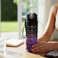 Gertuvė 900 ml su šiaudeliu, motyvacinė, violetinė
