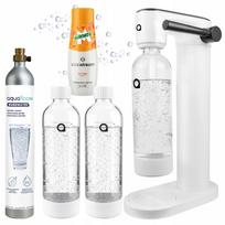 Gazuoto vandens sodintuvas su 2 vandens buteliais ir SodaStream Mirinda sirupu