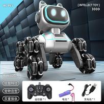 Children's Remote Control Eight-Wheel Stunt Robot Dog Gesture Sensing Electric Light Music Educational Robot Remote Control Car Official Standard【Singl