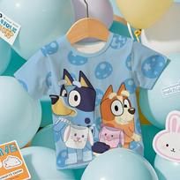 Fashion Unisex Bluey 3D Kids T-Shirt Summer Cool Short Sleeve Cartoon Anime Print Casual Outdoor Boy and Girl's Tees Top 100 beige