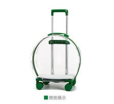 Portable Pet Carrier Backpack with Trolley for Cats and Dogs Winter Large Capacity Space Capsule Cat Luggage Bag žalia