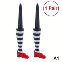 Witch Leg Flower Pot Set for Garden Courtyard Lawn Durable Halloween Planter Holder Ornament A1 black