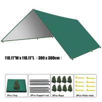 Waterproof Camping Sunshade, Portable Tent Tarpaulin, UV-Protective Sunshade, Multi-Functional Outdoor Camping Gear - Green 300x300cm/118.11x118.11" gray