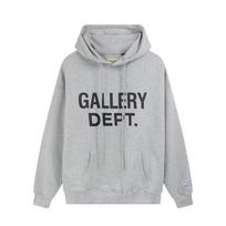Autumn trendy brand GALLERY DEPT letter print loose hoodie sweatshirt, men's and women's pullover thin jackets S šviesiai pilka spalva