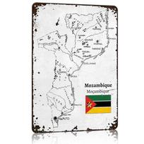 Handdrawn Mozambique Map Metal Poster Tin Sign Wall Art Home Decor Customizable Metal Signs for Home Decoration Room Decorations 20x30cm（7.8x11.8inch）