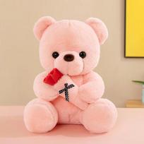 Soft Plush Rose Bear Holding Flower Romantic Cute Stuffed Animal Valentines Day Anniversary Gift for Girlfriend Wife Home Decor ruda