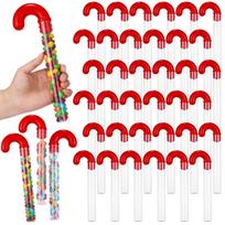 36 Pcs Large Christmas Candy Tubes 9.8 Inch Plastic Candy Container Clear Empty Candy Tube-E With Red Topper Crutch Shaped Empty A
