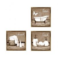 3Pcs Vintage Tub Spa Scene Wall Wood Signs Farmhouse Relax Soak Unwind Wall Art  Home Bathroom 3Pcs