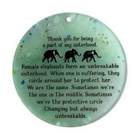 Round Elephant Sisterhood Sea Glass Ornament Handmade Acrylic Sea Glass Art Christmas