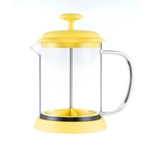 600ML Glass French Press Hand-Poured French Coffee Pot Stainless Steel Filter Home Coffee Brewer Milk Foam Frother Barista Tool geltona