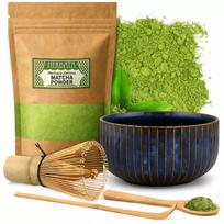Dovanų rinkinys tradicinė Matcha 100g, priedai: Chasen, Chashaku, šaukštelis
